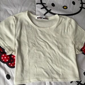Cream Kids Ribbed Top